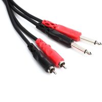 Hosa CPR-202 Stereo Interconnect, Dual 1/4 in TS to Dual RCA, 2 m