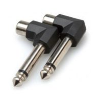 Hosa GPR-123 Right-angle Adapters, RCA to 1/4 in TS, 2 pc