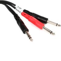 Hosa STP-203 Insert Cable, 1/4 in TRS to Dual 1/4 in TS, 3 m