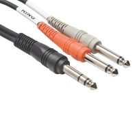 Hosa STP-202 Insert Cable, 1/4 in TRS to Dual 1/4 in TS, 2 m